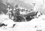 75mm howitzer and crew of US 5332nd Brigade (Provisional), Burma, 1945; Altland, Stinson, Moeller, Cennerini, Worack, King, and Barksdale