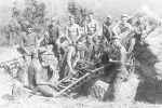 75mm howitzer and crew of US 5332nd Brigade (Provisional), Burma, 1945; Baylles, Delwick, Pustejovesky, Molina, Harder, Polley, Haefele, Scheer, Jenelvicz, Kandrack, and Stefanovitch