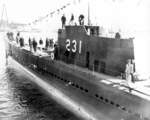 Submarine Haddock shortly after launching, Portsmouth Navy Yard, Kittery, Maine, United States, 20 Oct 1941