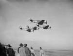 M.9A Master I aircraft of No. Service Flying Training School in flight over RAF Sealand, Wales, United Kingdom, date unknown