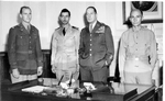 Ed Dyess, Melvyn McCoy, Douglas MacArthur, and Stephen Mellnik in Brisbane, Australia, 30 Jul 1943
