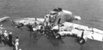 Wreckage of the Sikorsky XPBS-1 patrol bomber that was destroyed after hitting a submerged log while landing at Alameda, California, United States 30 Jun 1942 with Admiral Chester Nimitz on board.