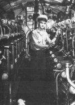 A sailor in the engine room of USS S-44, date unknown