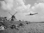Bf 108 aircraft in flight during the filming of a movie, Beemster, the Netherlands, 23 Jul 1958