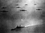 US Navy Battle Fleet entering Panama Bay during fleet maneuvers, probably 1923