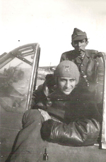 Stefanica Paunescu in the cockpit of his FN.305 aircraft, 1940s, photo 2 of 2