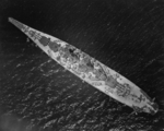 Aerial view of USS New Jersey, 4 Aug 1943; photo taken by Utility Squadron Four, US Navy Aircraft Atlantic Fleet