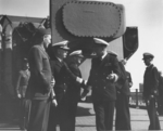 Admiral William Leahy and Captain Carl Holden aboard USS New Jersey, date unknown