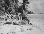 US Navy Lieutenant Commander Robert Elliott (left), Lieutenant Commander Howe (center), Lieutenant (jg) McCaffery (right) in the Pacific, date unknown