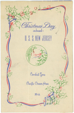 Program of the Christmas holiday celebration aboard USS New Jersey, Dec 1944, page 1 of 3