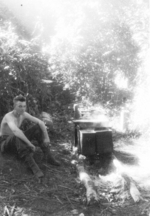 Unidentified personnel of US 5332nd Brigade (Provisional) at the Shweli River bivouac, Kachin, Burma, Jan 1945