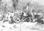 Knight, Simpson, J. W., T. Smith, Thompson, J. R. Simpson, Winters, Strubel, Horton of US 5332nd Brigade (Provisional) with 75mm howitzer, northern Burma, Feb 1945