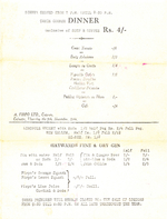 Menu from A. Firpo Ltd. of Calcutta, 9 Nov 1944, page 3 of 3