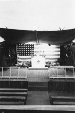 Altar prepared for midnight mass for the Christmas holiday at a US Army Medical Detachment 1340 facility, Fiji, 1942-1944