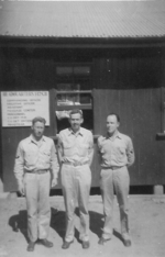 Three servicemen at the US Army 142nd General Hospital headquarters, Fiji, 1942-1944