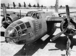 Captain Edwards of the 47th Bomb Group prepares to fly his final mission in his A-20B Havoc, “Camille C,” 1944, Italy. Note the plane’s markings for 65 bombing missions.