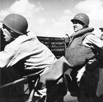 Captain Dixie Kiefer, right, on the USS Ticonderoga’s bridge during an air attack off the Philippines during Ticonderoga’s first day of combat, 5 Nov 1944.