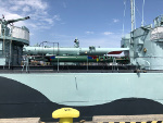 Soviet-era torpedo tube on the port side of ORP Blyskawica, Gdynia, Poland, 15 Jun 2019