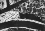 Aerial view of Deschimag shipyard, Bremen, Germany, summer 1943