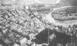 The horseshoe bend of the Geeste River, Bremerhaven, Germany, circa 1930s; Rickmers shipyard near top of photo