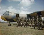 Paratroops leaving an Airspeed Horsa training aircraft of No. 21 Heavy Glider Conversion Unit at Brize Norton, England, United Kingdom, 24 Jun 1943. The paratroops were taking part in a press day exercise.