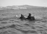Chariot manned torpedo with crew, Rothesay, Scotland, United Kingdom, 3 Mar 1944, photo 1 of 3