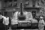 ISU-152 self-propelled gun at the intersection of Fecske Street and Déri Miksa Street, Budapest, Hungary, 30 Oct 1956, photo 6 of 7