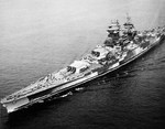 Aerial view of Richelieu just after a refit, off New York City, New York, United States, Sep-Oct 1943, photo 1 of 4