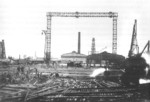 Framework for the awning of Slip I under construction, Nordseewerke shipyard, Emden, Germany, circa 1905