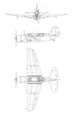 Post-war line drawing of the Curtiss SB2C Helldiver.