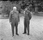 Winston Churchill and Bernard Montgomery in southern England, United Kingdom, 19 May 1944. Churchill is in what was called a “siren suit.”