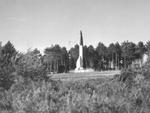 A reassembled German V2 ballistic rocket on a stand for Allied testing at the former Krupps proving grounds at Cuxhaven, Germany, Oct 1945. Note smoke beginning to escape from the rocket as part of the launch sequence.