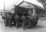 Panhard Type 178 armored car with its Vietnamese crew, Thu Duc Officers School, Saigon, State of Vietnam, 1952