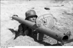 German soldier with Panzerschreck weapon, Germany, 1944, photo 2 of 2