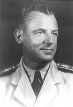 Portrait of United States Navy Rear Admiral Theodore Chandler, 1943, probably taken during his assignment as commander of anti-submarine forces in the Netherlands West Indies.