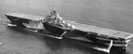 USS Bennington steaming out of New York Harbor en route Norfolk, Virginia, 25 Sep 1944. This photo was taken from an airship with Squadron ZP-12 stationed at Lakehurst, New Jersey.
