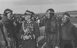 General Józef Zajac with pilots Lieutenant Bronislaw Kosinski, Corporal Karol Pniak, and Corporal Stanislaw Macek, Katowice, Poland, May 1933, photo 1 of 2