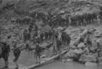 Young Chinese military cadets boarding a river boat, Hubei Province, China, 1942, photo 2 of 2