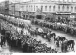 Funeral procession of Fritz Todt, Unter den Linden, Berlin, Germany, 12 Feb 1942; note Wilhelm Keitel, Erich Raeder, Erhard Milch immediate behind the gun carriage