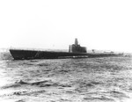 Submarine Growler off Groton, Connecticut, United States for some pre-commissioning trials, 21 Feb 1942. Photo 1 of 2.