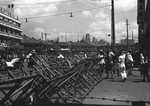 Barricades on the street, French Concession Zone, Shanghai, China, mid-1937