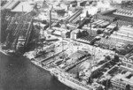 Aerial view of AG Vulcan Stettin shipyard, Stettin, Germany, date unknown