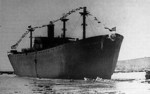 Liberty Ship Stephen Hopkins shortly after launching, Kaiser Richmond Shipyards, Richmond, California, United States, 14 Apr 1942