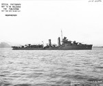 Destroyer USS Shaw off Mare Island Naval Shipyard, Vallejo, California, United States after being fitted with a new bow section, 5 Jul 1942.