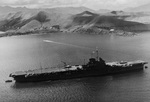 HMS Victorious moored at Nouméa, New Caledonia, summer 1943 during the period Victorious was operating with the US Fleet.
