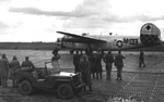 A B-24L Liberator of the 459th Bomb Group based in Italy after arriving at Poltava Air Base, Ukraine, 12 Apr 1945.