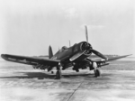 Vought F4U-1C Corsair armed with wing mounted HVAR air-to-surface rockets and belly mounted ‘Tiny Tim’ anti-shipping rockets at the Patuxent River Naval Air Test Center in Maryland, 31 Jan 1945.