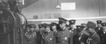 Emperor Kangde of the Japanese puppet state of Manchukuo inspecting a factory in Andong (now Dandong), Andong Province, China, circa 1940