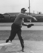 Clifton Cates playing baseball, 1953
