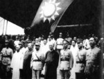 Chiang Kaishek and other Nationalist leaders paying respect to Sun Yatsen upon the successful conclusion of the Northern Expedition, Biyun Temple, Beiping, China, 6 Jul 1928, photo 1 of 2